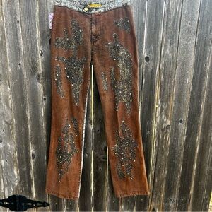 Anev Brown Sequin Embellished Jeans Size 8